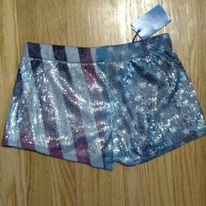 American Flag Sequin Shorts